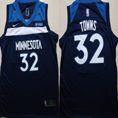 Personalized Timberwolves 32 Karl-Anthony Towns Navy Swingman Jersey
