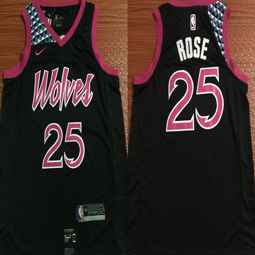 Personalized Timberwolves 25 Derrick Rose Black 2018 19 City Edition Swingman Jersey