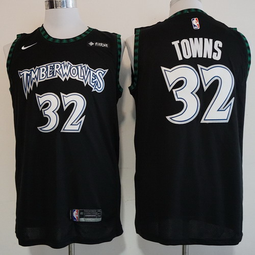 Personalized Timberwolves 32 Karl-Anthony Towns Black Hardwood Classics Swingman Jersey
