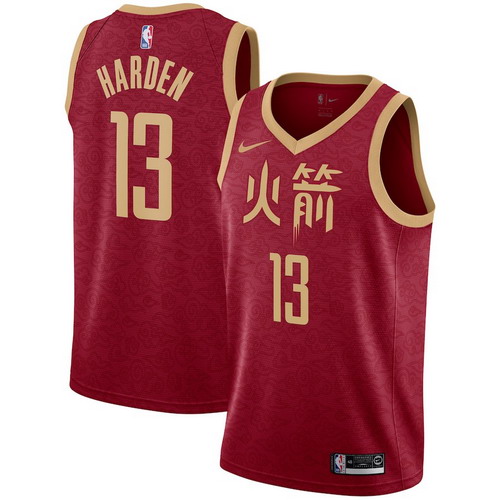 Personalized Rockets 13 James Harden Red 2018-19 City Edition Swingman Jersey