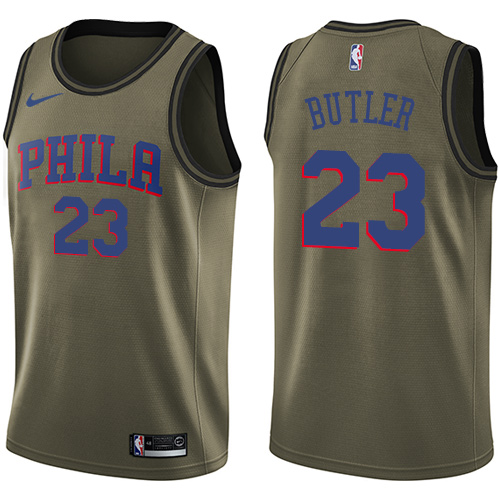 Personalized 76ers #23 Jimmy Butler Green NBA Swingman Salute to Service Jersey