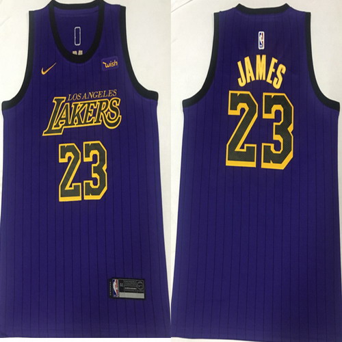 Personalized Lakers 23 Lebron James Purple 2018-19 City Edition Swingman Jersey