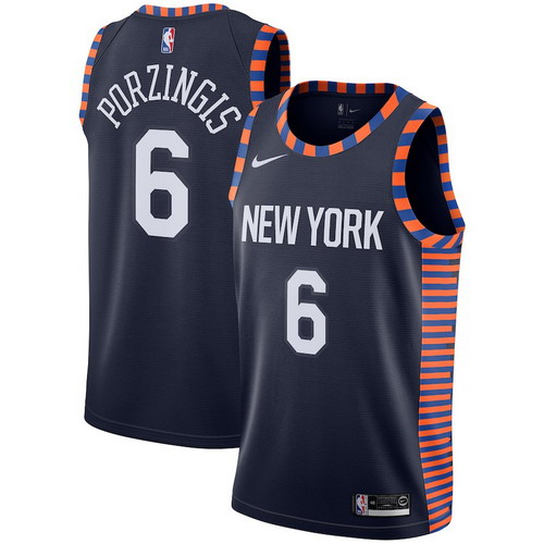 Personalized Knicks 6 Kristaps Porzingis Navy 2018-19 City Edition Swingman Jersey