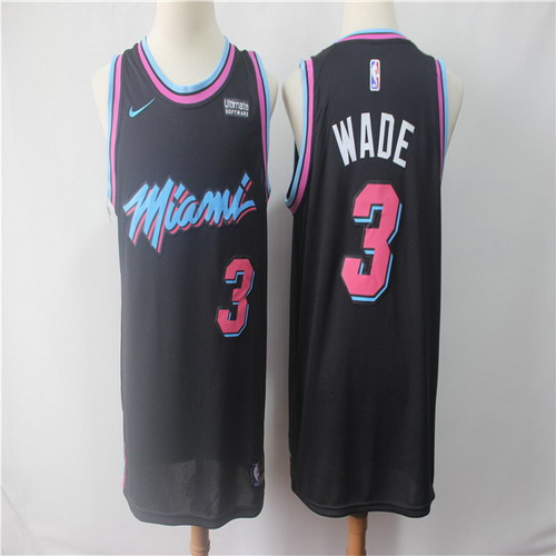 Personalized Heat 3 Dwyane Wade Black 2018-19 City Edition Swingman Jersey