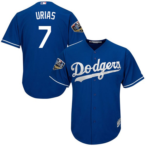 Personalized Dodgers #7 Julio Urias Blue Cool Base 2018 World Series Stitched Youth MLB Jersey