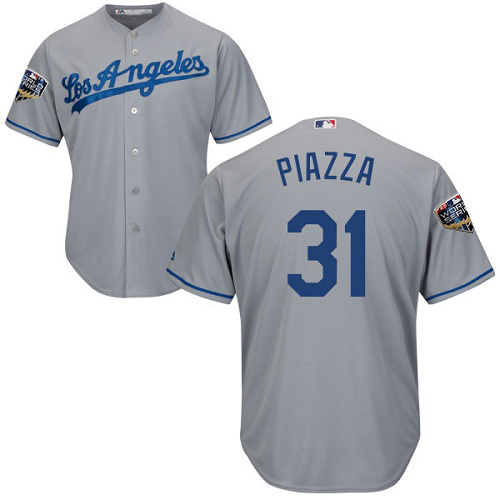 Personalized Dodgers #31 Mike Piazza Grey Cool Base 2018 World Series Stitched Youth MLB Jersey