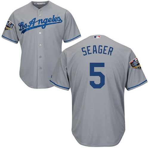 Personalized Dodgers #5 Corey Seager Grey Cool Base 2018 World Series Stitched Youth MLB Jersey