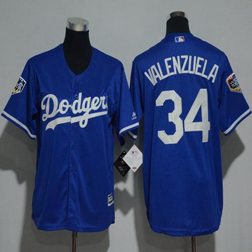 Personalized Dodgers #34 Fernando Valenzuela Blue Cool Base 2018 World Series Stitched Youth MLB Jersey