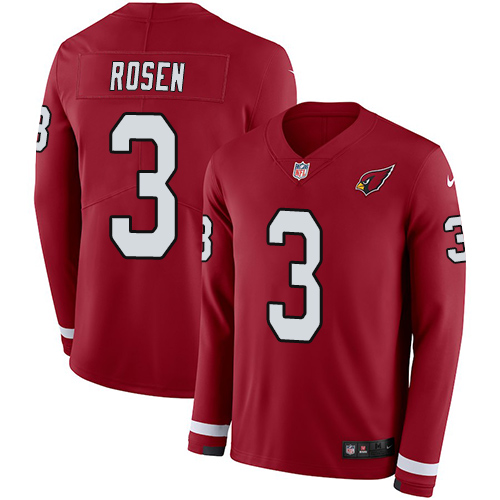Personalized Cardinals #3 Josh Rosen Red Team Color Men’s Stitched NFL Limited Therma Long Sleeve Jersey