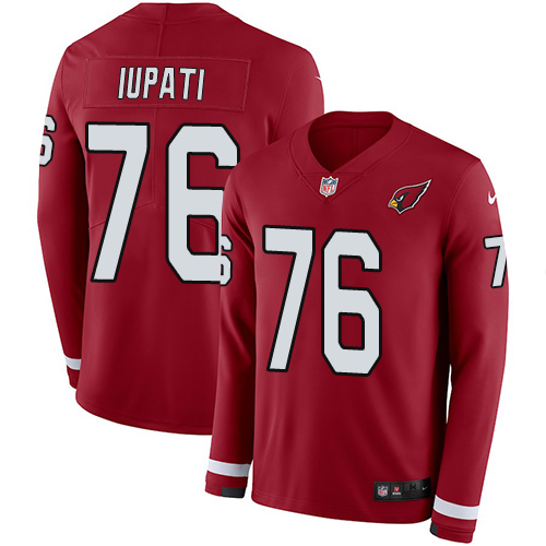 Personalized Cardinals #76 Mike Iupati Red Team Color Men’s Stitched NFL Limited Therma Long Sleeve Jersey