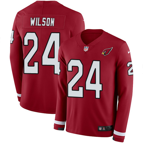 Personalized Cardinals #24 Adrian Wilson Red Team Color Men’s Stitched NFL Limited Therma Long Sleeve Jersey