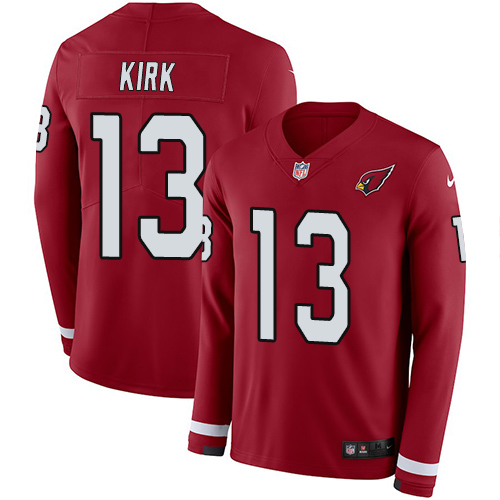 Personalized Cardinals #13 Christian Kirk Red Team Color Men’s Stitched NFL Limited Therma Long Sleeve Jersey