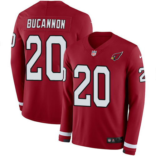 Personalized Cardinals #20 Deone Bucannon Red Team Color Men’s Stitched NFL Limited Therma Long Sleeve Jersey