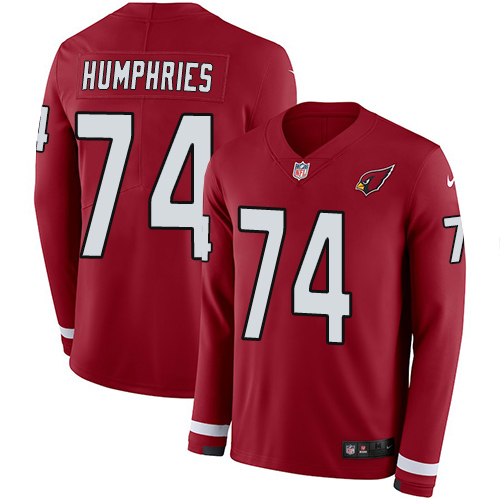 Personalized Cardinals #74 D.J. Humphries Red Team Color Men’s Stitched NFL Limited Therma Long Sleeve Jersey