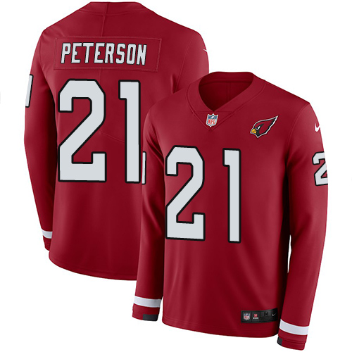 Personalized Cardinals #21 Patrick Peterson Red Team Color Men’s Stitched NFL Limited Therma Long Sleeve Jersey