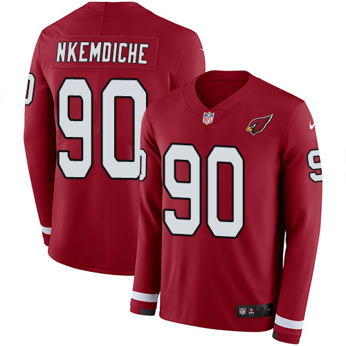 Personalized Cardinals #90 Robert Nkemdiche Red Team Color Men’s Stitched NFL Limited Therma Long Sleeve Jersey