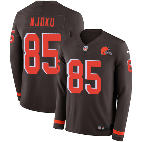 Personalized Browns #85 David Njoku Brown Team Color Men’s Stitched NFL Limited Therma Long Sleeve Jersey