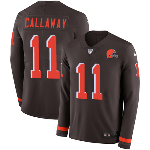 Personalized Browns #11 Antonio Callaway Brown Team Color Men’s Stitched NFL Limited Therma Long Sleeve Jersey
