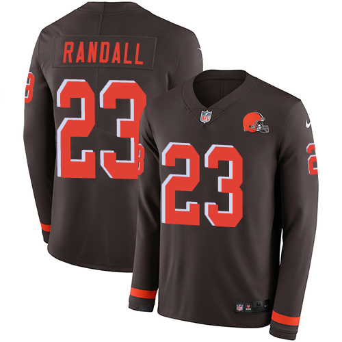Personalized Browns #23 Damarious Randall Brown Team Color Men’s Stitched NFL Limited Therma Long Sleeve Jersey