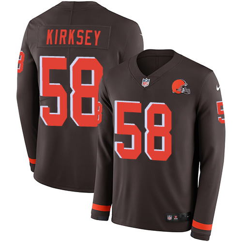 Personalized Browns #58 Christian Kirksey Brown Team Color Men’s Stitched NFL Limited Therma Long Sleeve Jersey