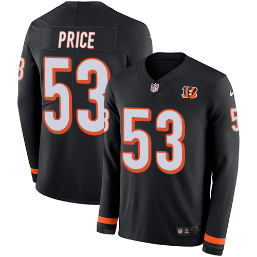 Personalized Bengals #53 Billy Price Black Team Color Men’s Stitched NFL Limited Therma Long Sleeve Jersey