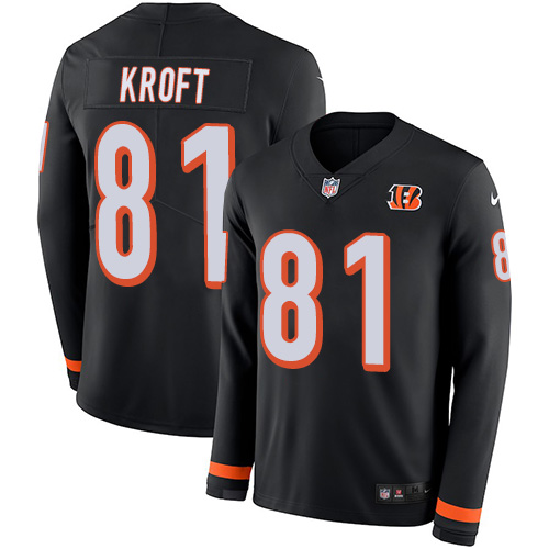 Personalized Bengals #81 Tyler Kroft Black Team Color Men’s Stitched NFL Limited Therma Long Sleeve Jersey