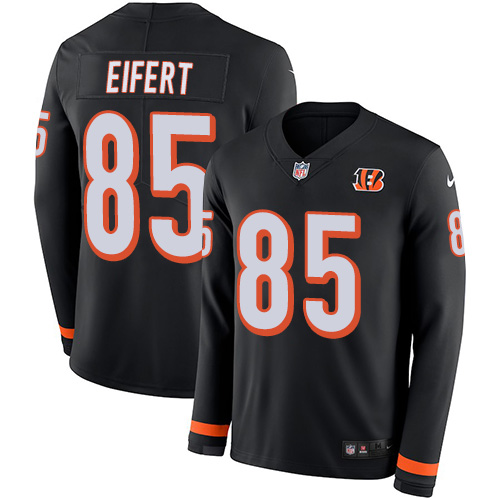 Personalized Bengals #85 Tyler Eifert Black Team Color Men’s Stitched NFL Limited Therma Long Sleeve Jersey