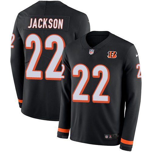 Personalized Bengals #22 William Jackson Black Team Color Men’s Stitched NFL Limited Therma Long Sleeve Jersey