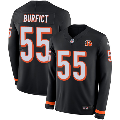 Personalized Bengals #55 Vontaze Burfict Black Team Color Men’s Stitched NFL Limited Therma Long Sleeve Jersey