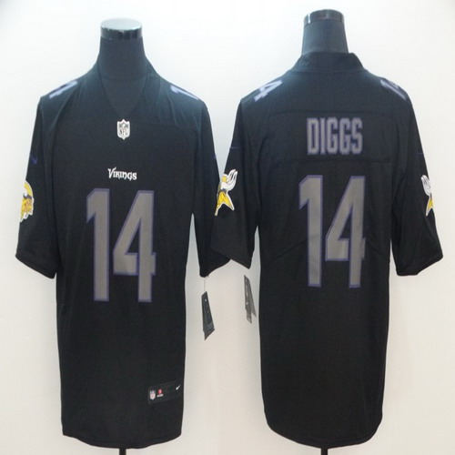 Personalized Vikings 14 Stefon Diggs Black Impact Rush Limited Jersey