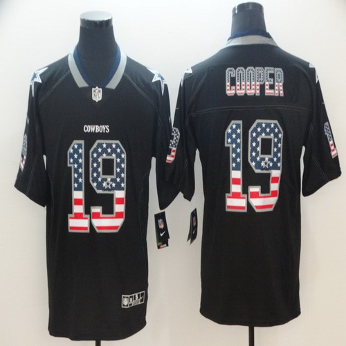 Personalized Cowboys 19 Amari Cooper Black USA Flag Fashion Limited Jersey