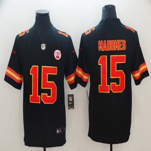 Personalized Chiefs 15 Patrick Mahomes Black Untouchable Limited Jersey
