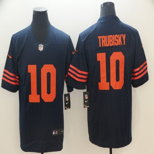Personalized Bears 10 Mitchell Trubisky Navy Throwback Untouchable Player Limited Jersey