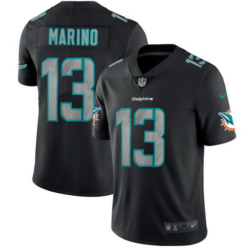 Personalized Dolphins 13 Dan Marino Black Impact Rush Limited Jersey