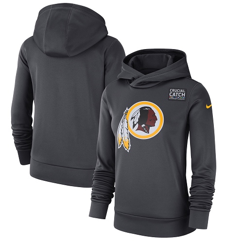 Personalized Women’s Washington Redskins Anthracite Crucial Catch Performance Pullover Hoodie