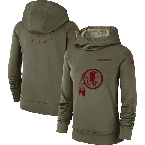 Personalized Women’s Washington Redskins Olive Salute to Service Sideline Therma Performance Pullover Hoodie