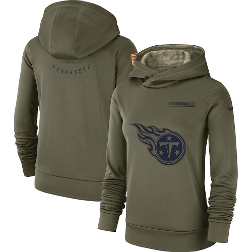 Personalized Women’s Tennessee Titans Olive Salute to Service Sideline Therma Performance Pullover Hoodie