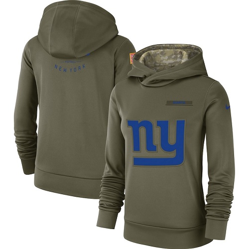 Personalized Women’s New York Giants Olive Salute to Service Sideline Therma Performance Pullover Hoodie