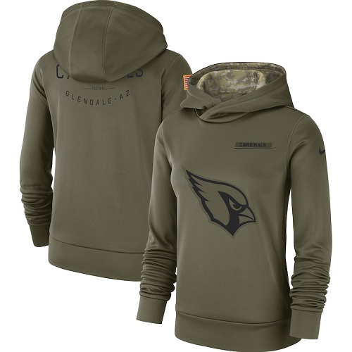Personalized Women’s Arizona Cardinals Olive Salute to Service Sideline Therma Performance Pullover Hoodie