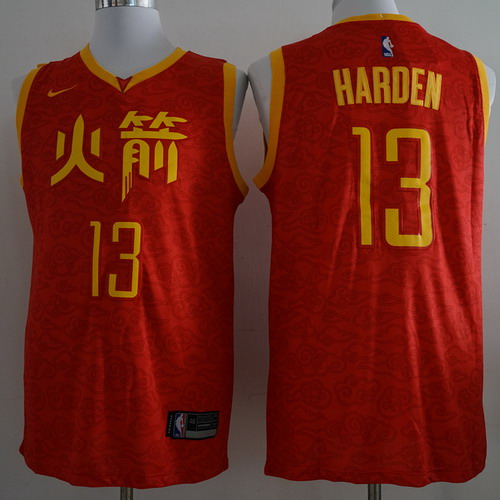 Personalized Rockets 13 James Harden Red 2018-19 City Edition Swingman Jersey