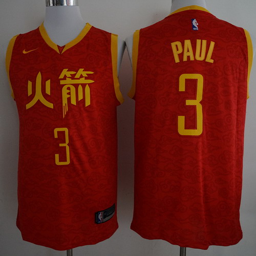 Personalized Rockets 3 Chris Paul Red 2018-19 City Edition Swingman Jersey