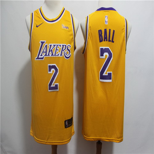Personalized Lakers 2 Lonzo Ball Gold 2018-19 Swingman Jersey