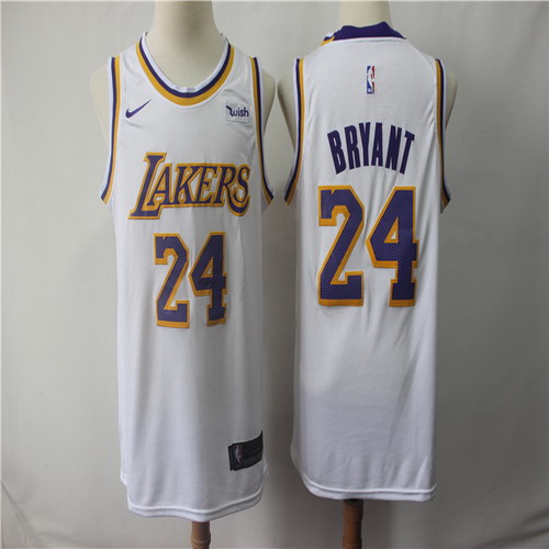 Personalized Lakers 24 Kobe Bryant White 2018-19 Swingman Jersey