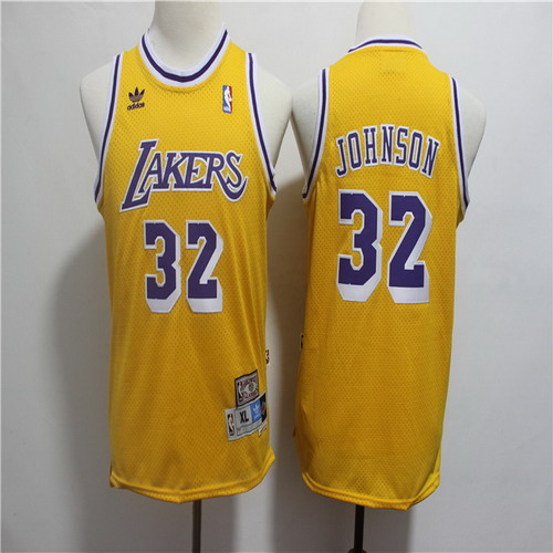 Personalized Youth Lakers 32 Magic Johnson Gold Youth Hardwood Classics Jersey