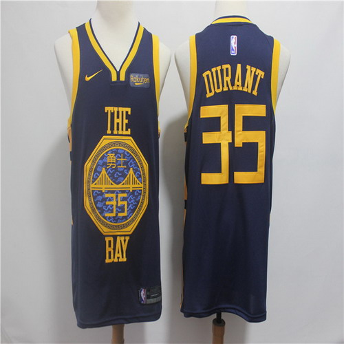 Personalized Warriors 35 Kevin Durant Navy 2018-19 City Edition Swingman Jersey