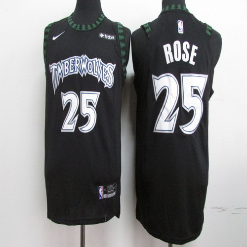Personalized Timberwolves 25 Derrick Rose Black Hardwood Classics Jersey