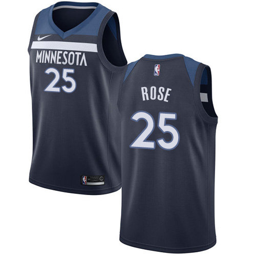 Personalized Timberwolves #25 Derrick Rose Navy Blue NBA Authentic Icon Edition Jersey
