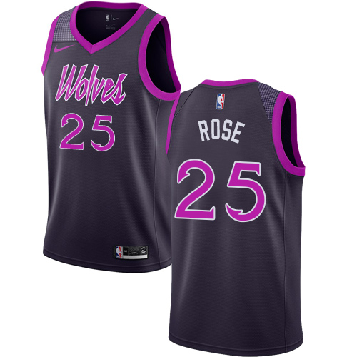Personalized Timberwolves #25 Derrick Rose Purple NBA Swingman City Edition 2018 19 Jersey