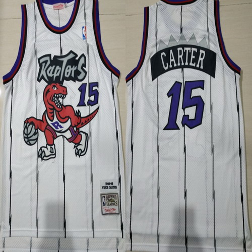 Personalized Raptors 15 Vince Cater White 1998-99 Hardwood Classics Jersey