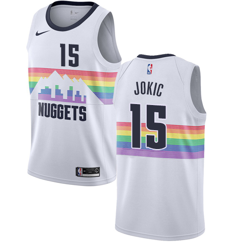 Personalized Nuggets #15 Nikola Jokic White NBA Swingman City Edition 2018 19 Jersey